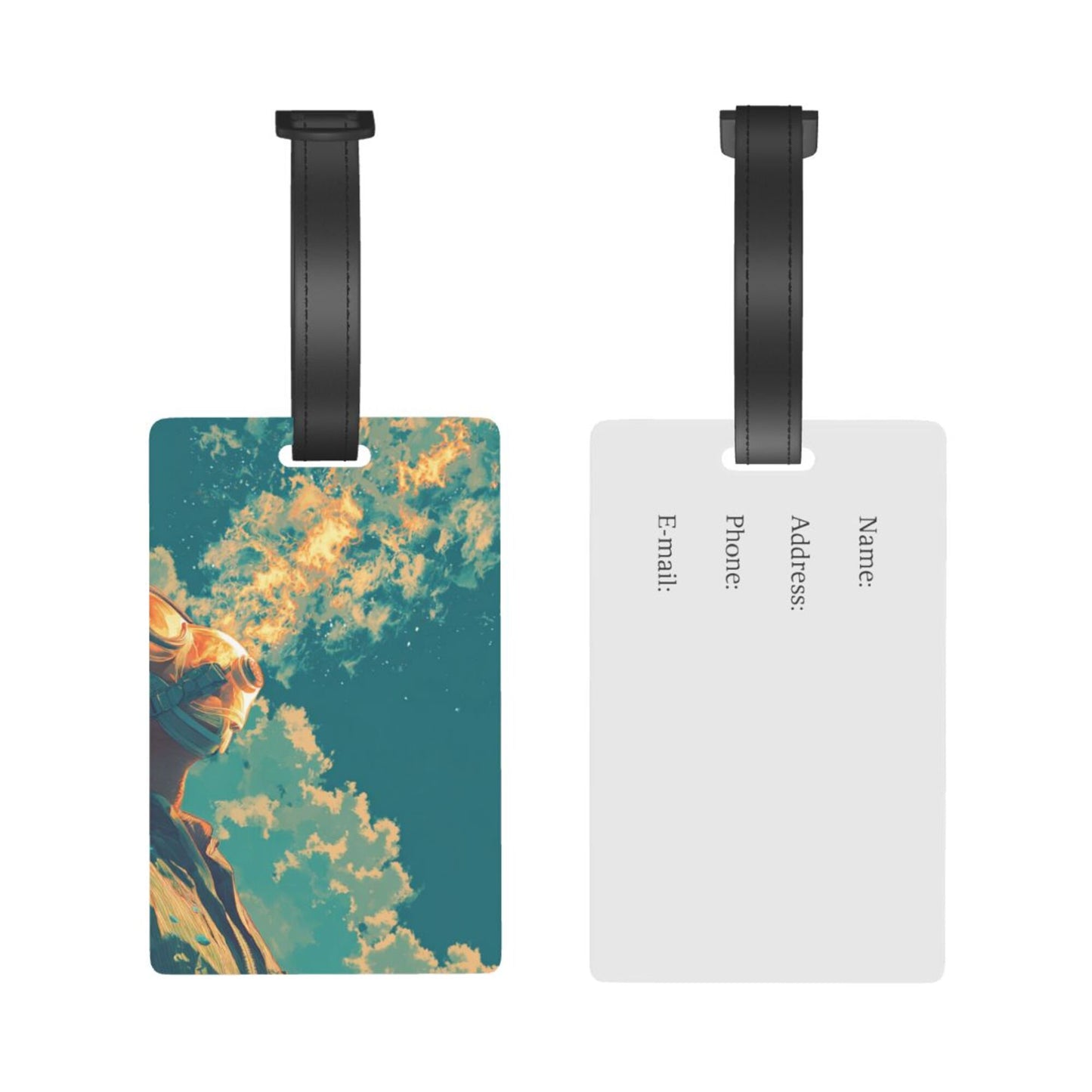 Luggage Tag with Art Illustration Pattern (2 - piece set, Size 3.4”×2.1” )