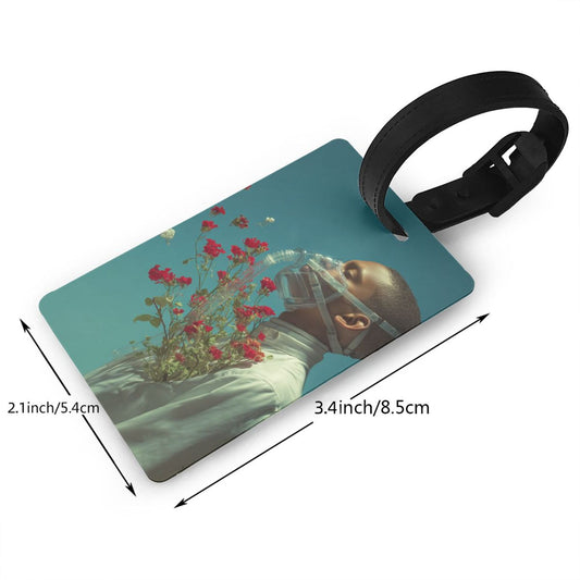 Luggage Tag with Artistic Portrait and Floral Theme (2 - piece set, Size 3.4”×2.1” )