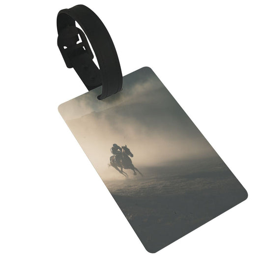 Luggage Tag with Horse - Riding Silhouette Pattern (2 - piece set, Size 3.4”×2.1” )