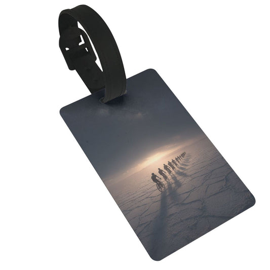 Luggage Tag with Cycling Team Silhouette Pattern (2 - piece set, Size 3.4”×2.1” )