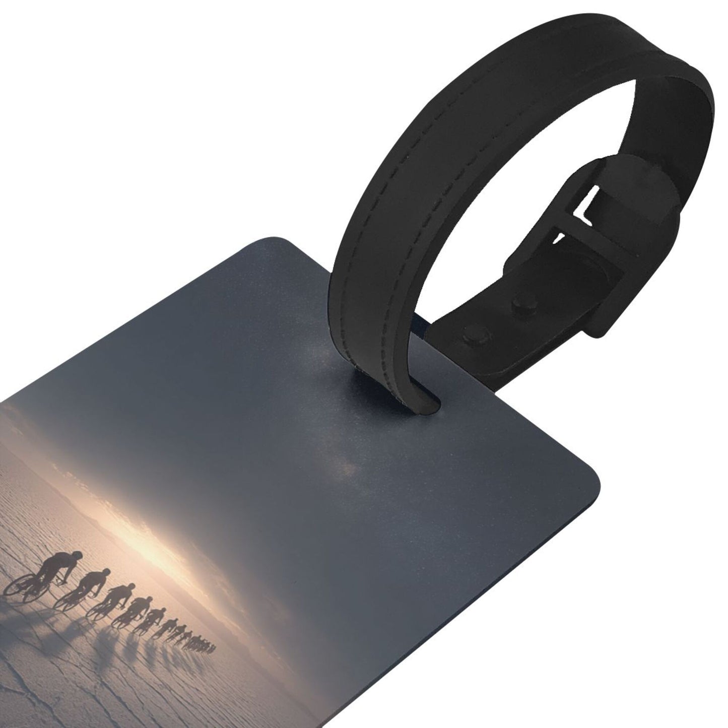 Luggage Tag with Cycling Team Silhouette Pattern (2 - piece set, Size 3.4”×2.1” )