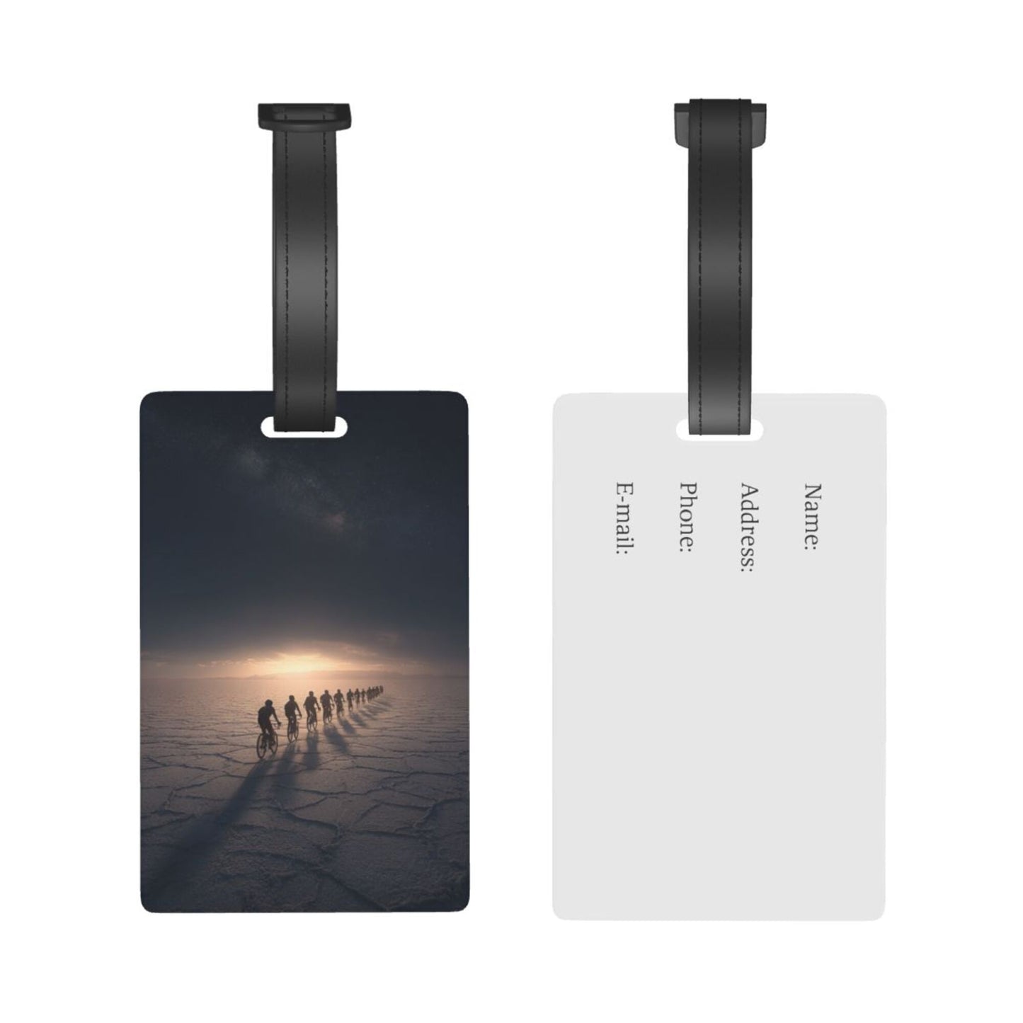 Luggage Tag with Cycling Team Silhouette Pattern (2 - piece set, Size 3.4”×2.1” )