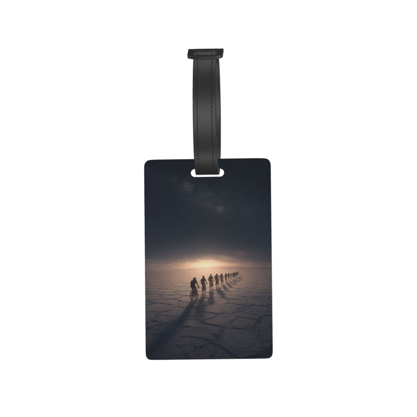 Luggage Tag with Cycling Team Silhouette Pattern (2 - piece set, Size 3.4”×2.1” )
