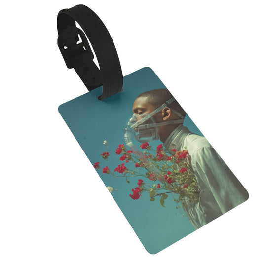 Luggage Tag with Artistic Portrait and Floral Theme (2 - piece set, Size 3.4”×2.1” )