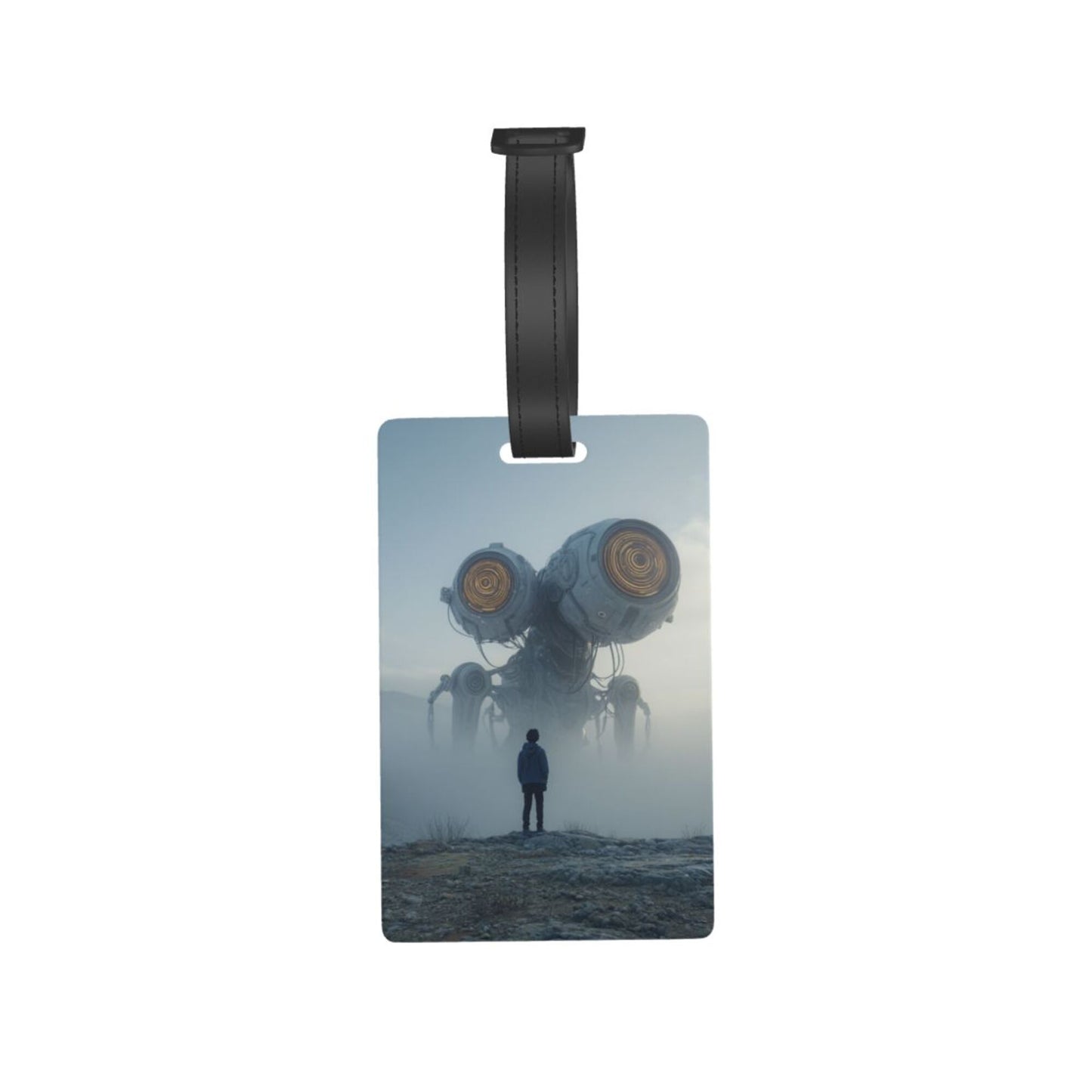 Luggage Tag with Sci - Fi Machinery & Figure Scene (2 - piece set, Size 3.4”×2.1” )