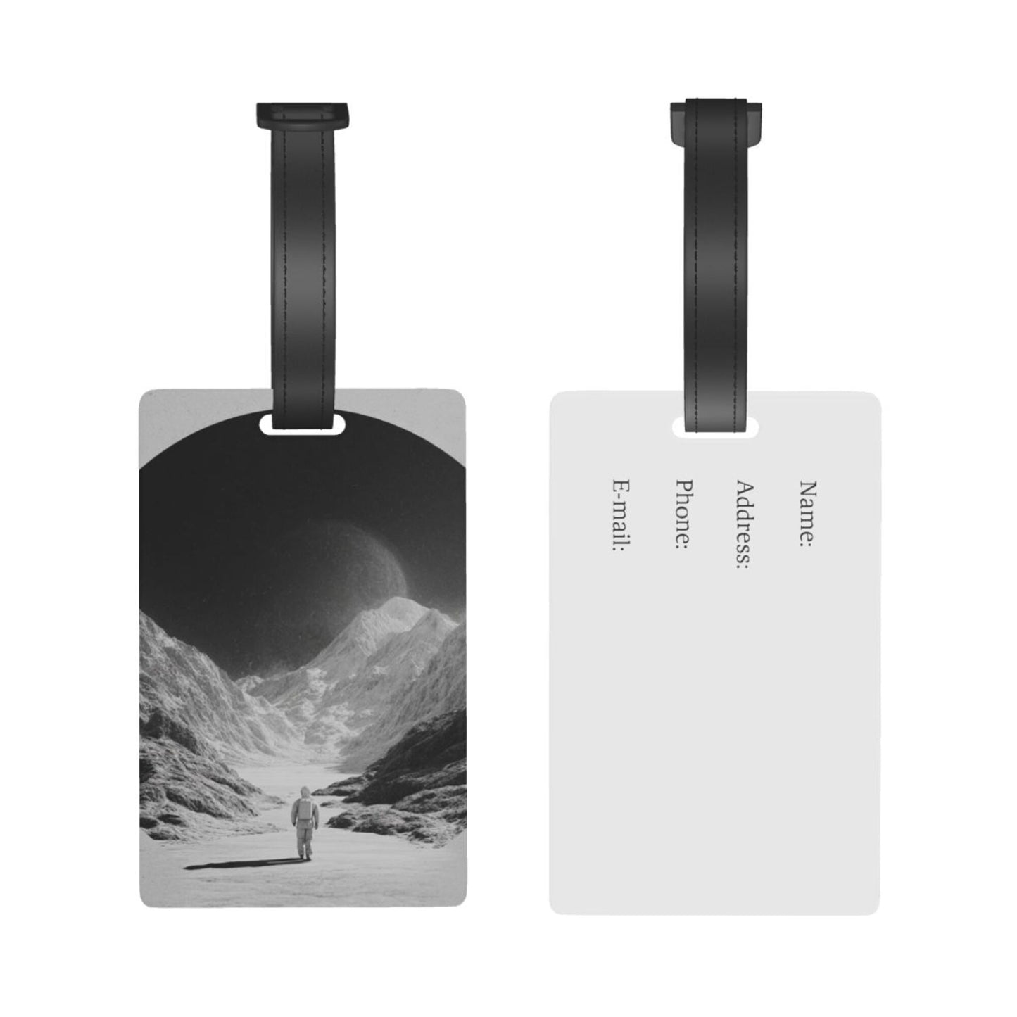 Luggage Tag with Sci - Fi Astronaut Scene (2 - piece set, Size 3.4”×2.1” )