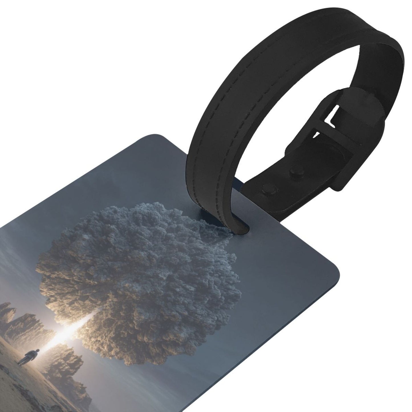 Luggage Tag with Sci - Fi Mushroom Cloud Scene (2 - piece set, Size 3.4”×2.1” )