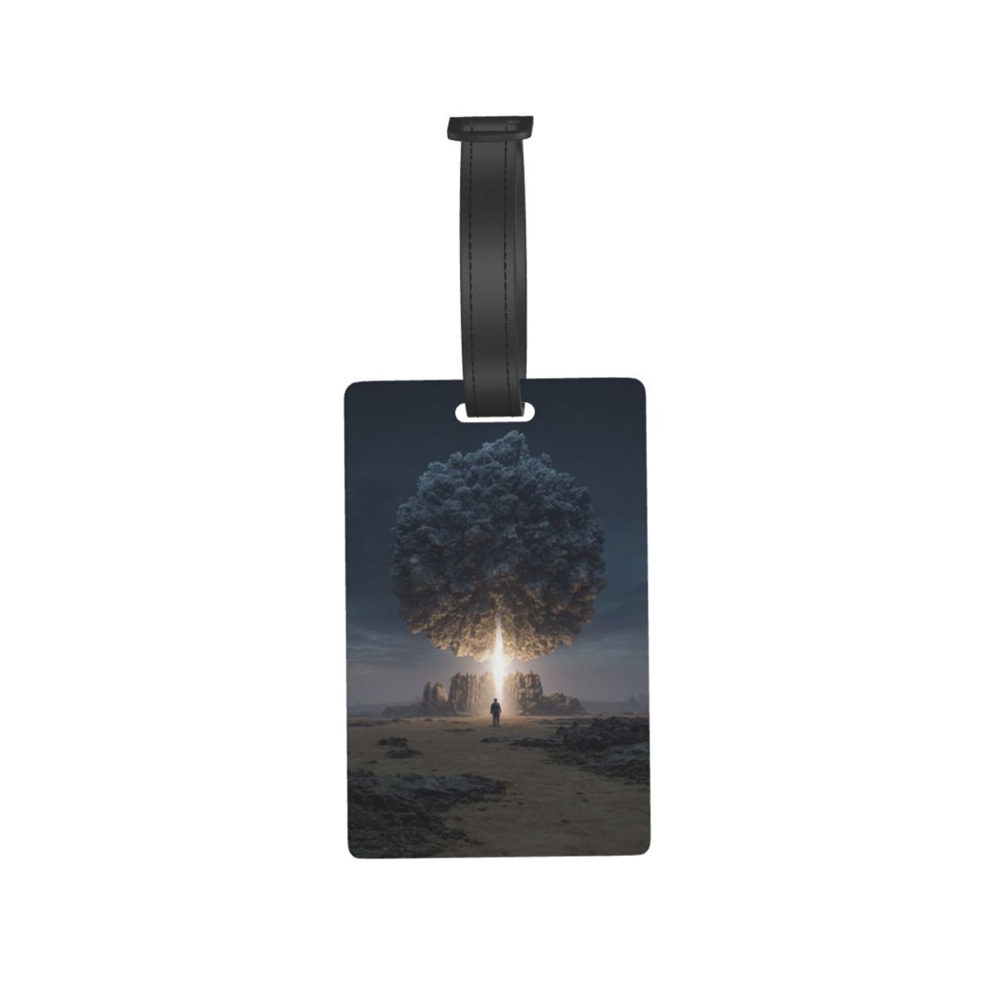 Luggage Tag with Sci - Fi Mushroom Cloud Scene (2 - piece set, Size 3.4”×2.1” )