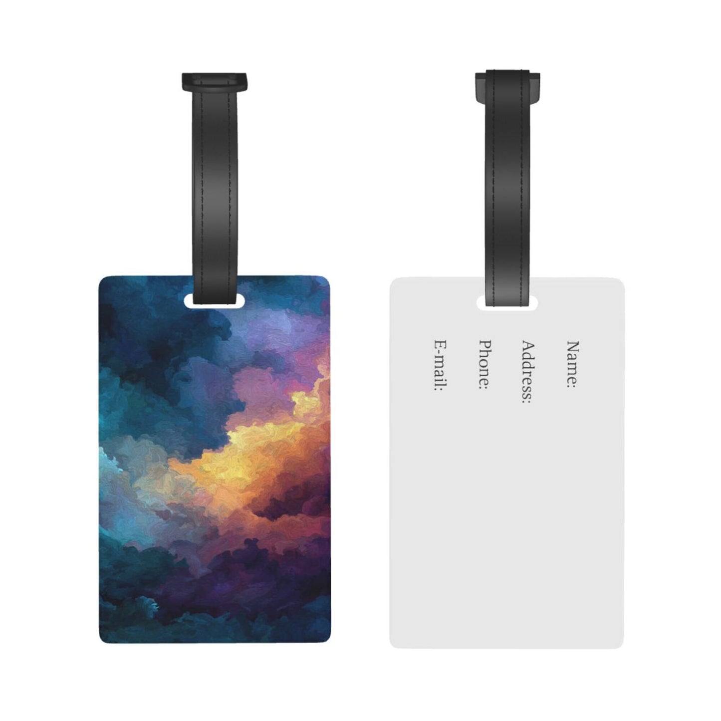Luggage Tag with Dreamy Oil - Painting Cloud Scene (2 - piece set, Size 3.4”×2.1” )