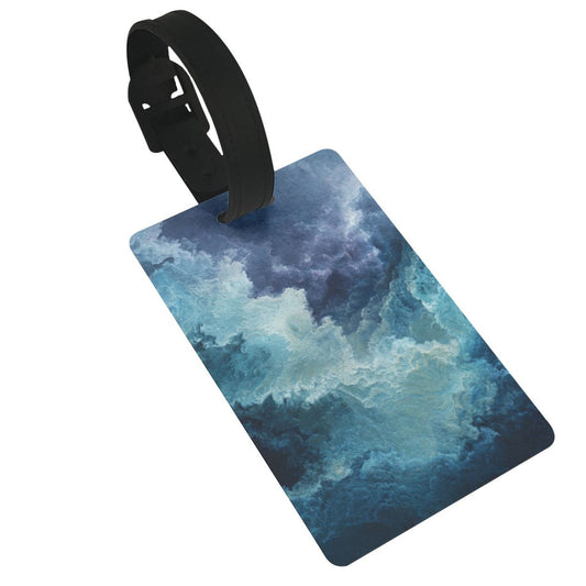 Luggage Tag with Dreamy Blue - Toned Cloud Wave Pattern (2 - piece set, Size 3.4”×2.1” )