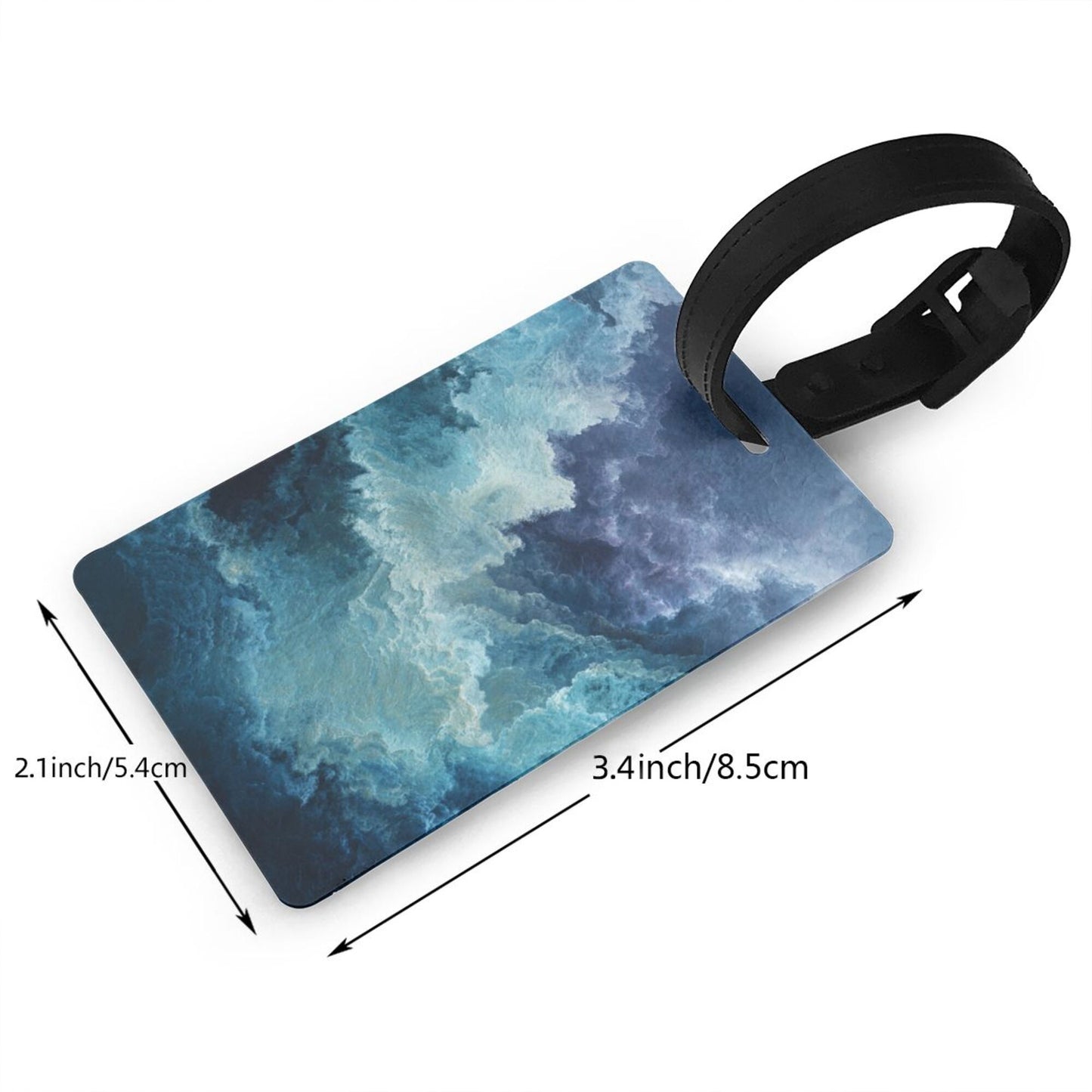 Luggage Tag with Dreamy Blue - Toned Cloud Wave Pattern (2 - piece set, Size 3.4”×2.1” )