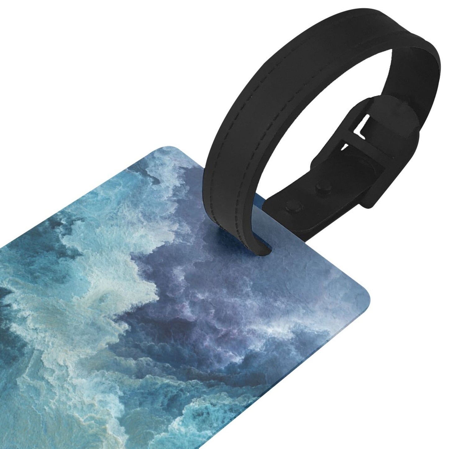 Luggage Tag with Dreamy Blue - Toned Cloud Wave Pattern (2 - piece set, Size 3.4”×2.1” )