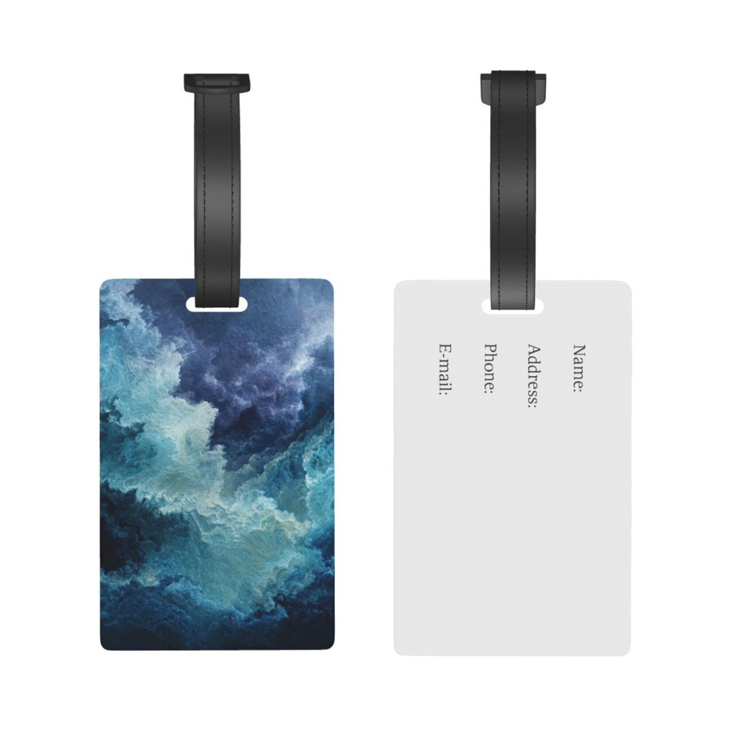 Luggage Tag with Dreamy Blue - Toned Cloud Wave Pattern (2 - piece set, Size 3.4”×2.1” )
